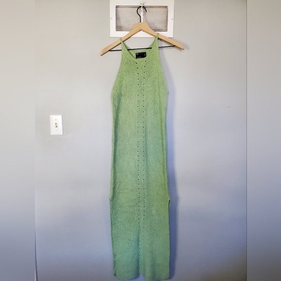 asos DESIGN Crochet Green Maxi Dress High Neck Bodycon - Picture 1 of 7